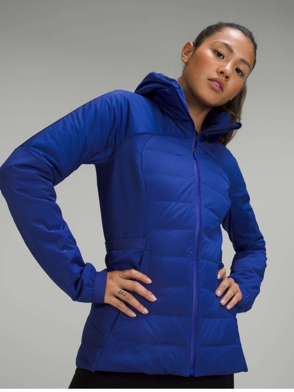 lululemon athletica insulated hooded puffer jacket - psychic blue 6 - Picture 3 of 15
